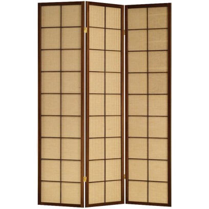 Jute Inlay brown 3 panel room divider